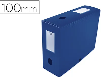 Boîte classement oxford memphis polypropylène 7/10e à plat 240x320mm dos 100mm bouton pression coloris bleu