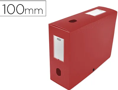 Boîte classement oxford memphis polypropylène 7/10e à plat 240x320mm dos 100mm bouton pression coloris rouge