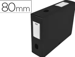 Boîte classement oxford memphis polypropylène 7/10e à plat 240x320mm dos 80mm bouton pression coloris noir