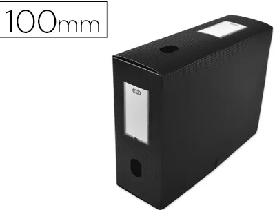 Boîte classement oxford memphis polypropylène 7/10e à plat 240x320mm dos 100mm bouton pression coloris noir