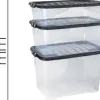 Boîte rangement cep décor contrasté mat/brillant 60x39,7x17,2cm coloris transparent couvercle noir contenance 30l
