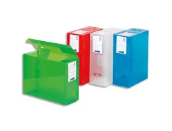 Boîte rangement viquel maxi doc propyglass translucide a4+ dos 120 mm fermeture click 2 anneaux préhension assortis