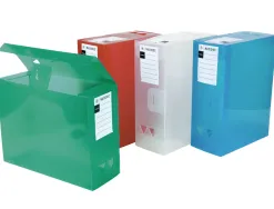 Boîte rangement viquel maxi doc propyglass translucide a4+ dos 120 mm fermeture click 2 anneaux préhension assortis