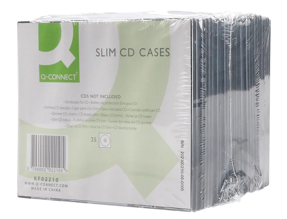 Boîtier cd/dvd q-connect slim coloris noir boîte 25 unités