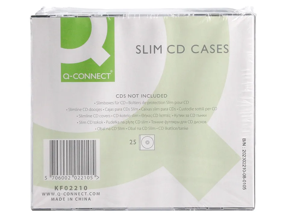Boîtier cd/dvd q-connect slim coloris noir boîte 25 unités