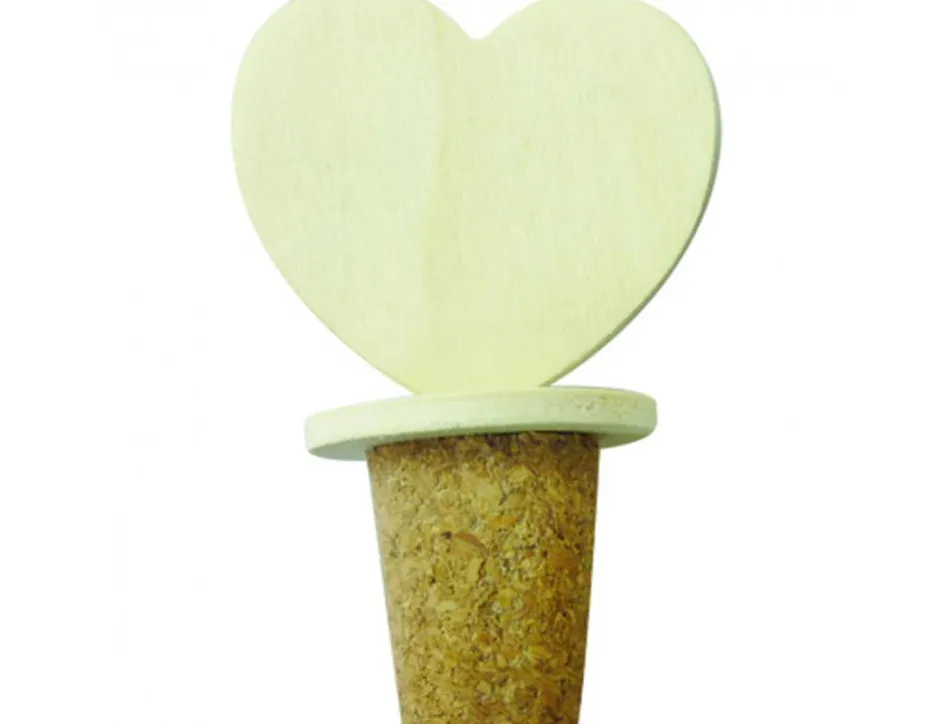 Bouchon de bouteille graine creative embout cîur 5x3x8cm a decorer