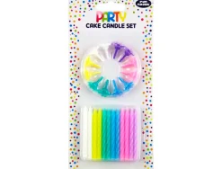 Bougie anniversaire eurowrap coloris pastelel assortis blister 24 unites + 12 supports