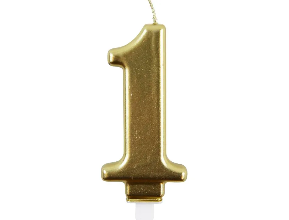 Bougie eurowrap chiffre anniversaire n 1 coloris or