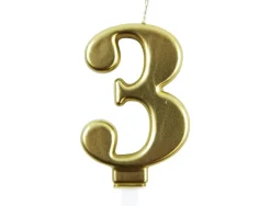 Bougie eurowrap chiffre anniversaire n 3 coloris or