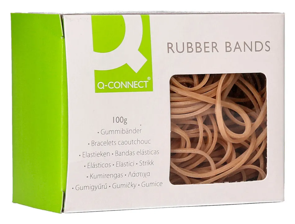Bracelet caoutchouc q-connect n.12.5 125x9mm boîte fenêtre 100g