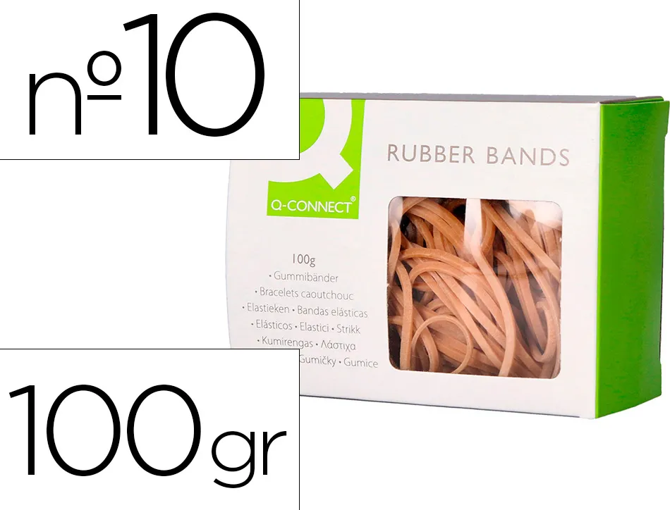 Bracelet caoutchouc q-connect n.10 100x2mm boîte fenêtre 100g