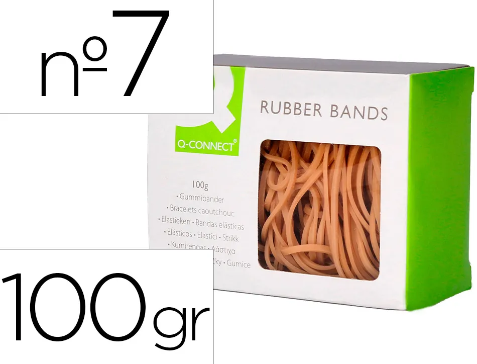 Bracelet caoutchouc q-connect n.7 70x2mm boîte fenêtre 100g