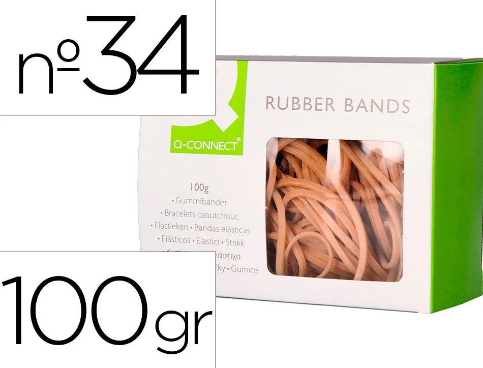Bracelet caoutchouc q-connect n.10 100x3mm boîte fenêtre de 100g