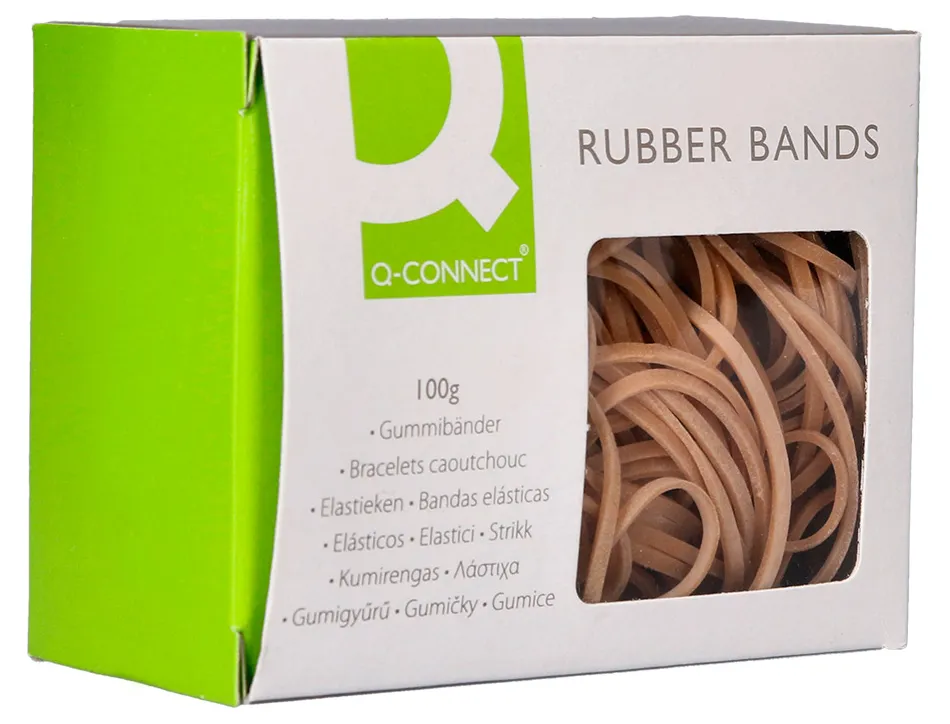 Bracelet caoutchouc q-connect n.10 100x3mm boîte fenêtre de 100g