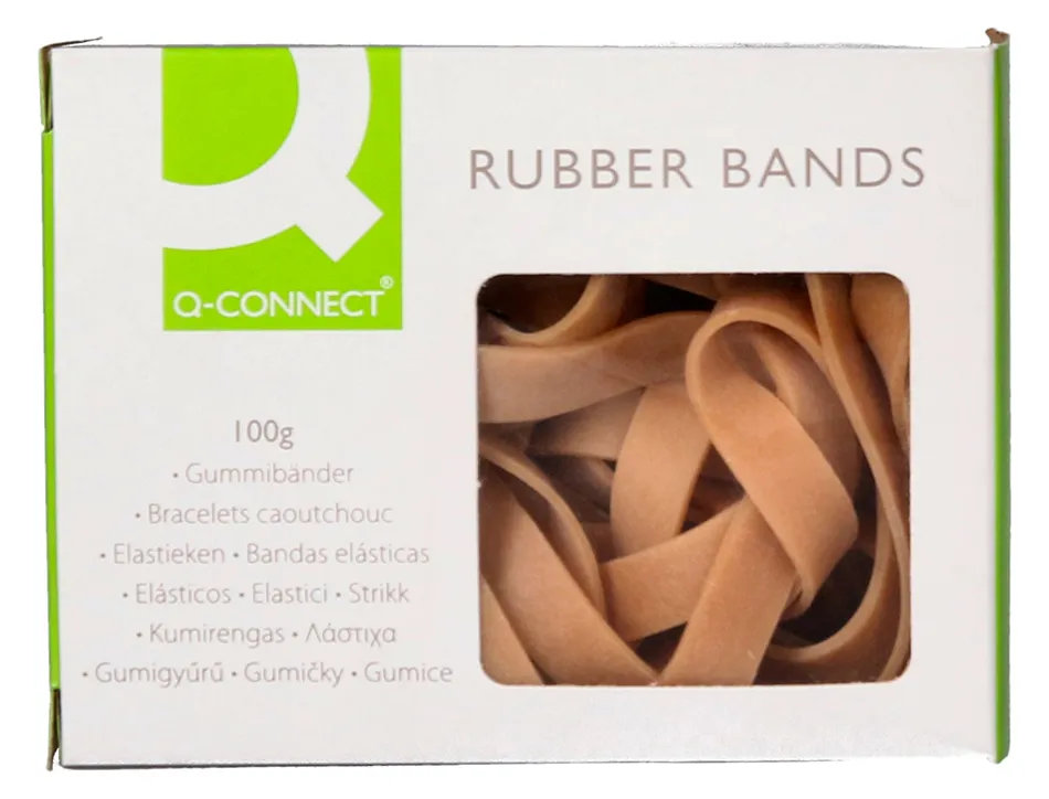 Bracelet caoutchouc q-connect n.15 150x9mm boîte fenêtre 100g