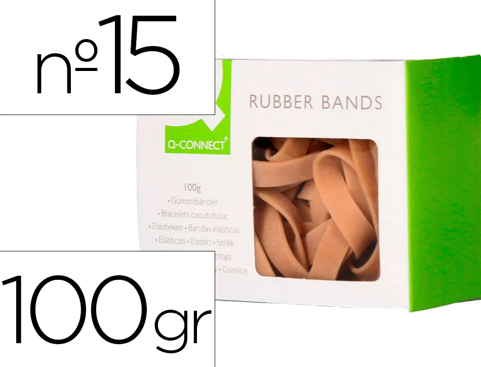 Bracelet caoutchouc q-connect n.15 150x9mm boîte fenêtre 100g