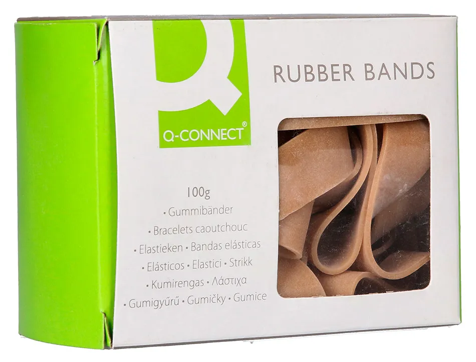 Bracelet caoutchouc q-connect n.7 70x5mm boîte fenêtre de 100g