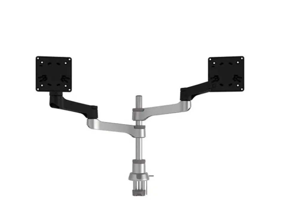 Bras ecran r-go zepher reglable pour moniteur double coloris argent