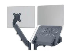 Bras porte-ecran leitz faible encombrement avec support ordinateur portable coloris gris