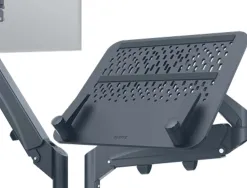 Bras porte-ecran leitz faible encombrement avec support ordinateur portable coloris gris