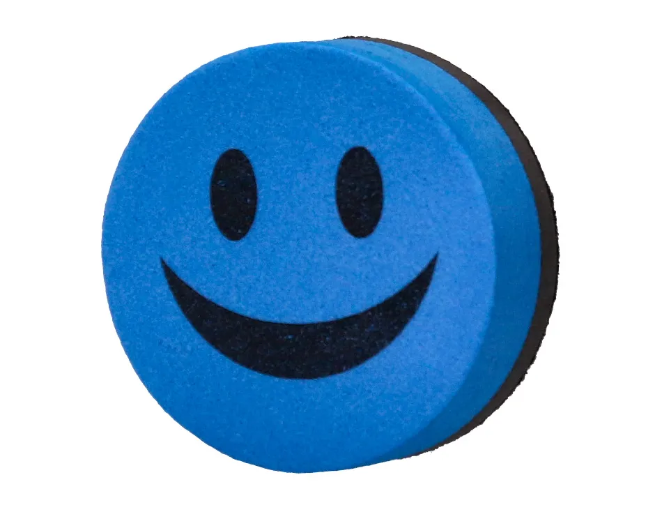 Brosse magnetique liderpapel rond sourire feutre effacage a sec tous tableaux blancs coloris assortis