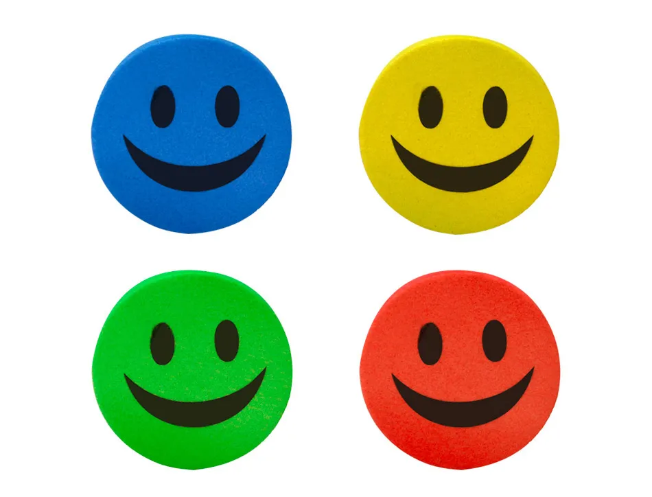 Brosse magnetique liderpapel rond sourire feutre effacage a sec tous tableaux blancs coloris assortis