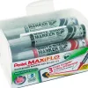 Brosse magnétique pentel pointe moyenne tracé 1.6mm inclus 4 marqueurs maxiflo coloris assortis noir bleu rouge vert
