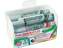 Brosse magnétique pentel pointe moyenne tracé 1.6mm inclus 4 marqueurs maxiflo coloris assortis noir bleu rouge vert
