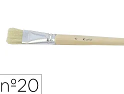 Brosse plate o'color poils soie porc nº20 virole aluminium manche bois naturel lot 10 unites