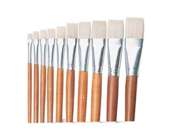 Brosse plate o'color poils en soie de porc n 22 ideal peinture acrylique virole aluminium et manche bois lot