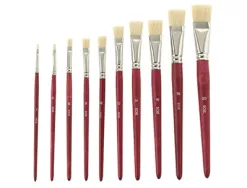 Brosse plate pinselfabrik soie de porc nº16 virole fer blanc nickelé lot 10 unités