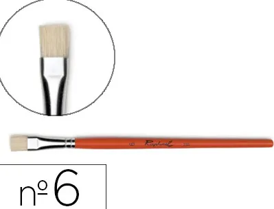 Brosse plate raphaël soie de porc nº6 virole fer blanc nickelé