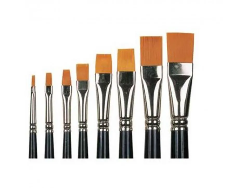 Brosses poils synthetiques plates n 14 pour peinture acrylique virole en alu lot de 10 unites