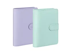 Budget planner viquel a5 pu 190x130x30mm fermeture aimantee coloris assortis aleatoire parme ou turquoise