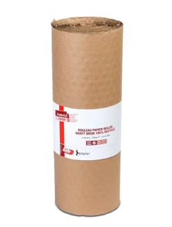 Bulle papier gpv kraft recycle 2 couches 200gr rouleau 0,35x5m coloris brun