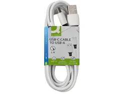 Cable q-connect usb-a vers usb-c pvc longueur 1m coloris blanc