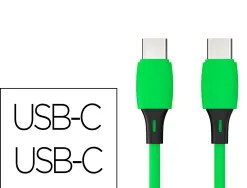 Cable q-connect usb-c vers usb-c pvc longueur 1m coloris vert