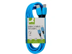 Cable q-connect usb-c vers usb-c pvc longueur 2m coloris bleu