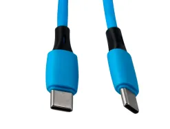 Cable q-connect usb-c vers usb-c pvc longueur 2m coloris bleu