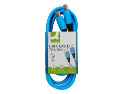 Cable q-connect usb-c vers usb-c pvc longueur 1m coloris bleu