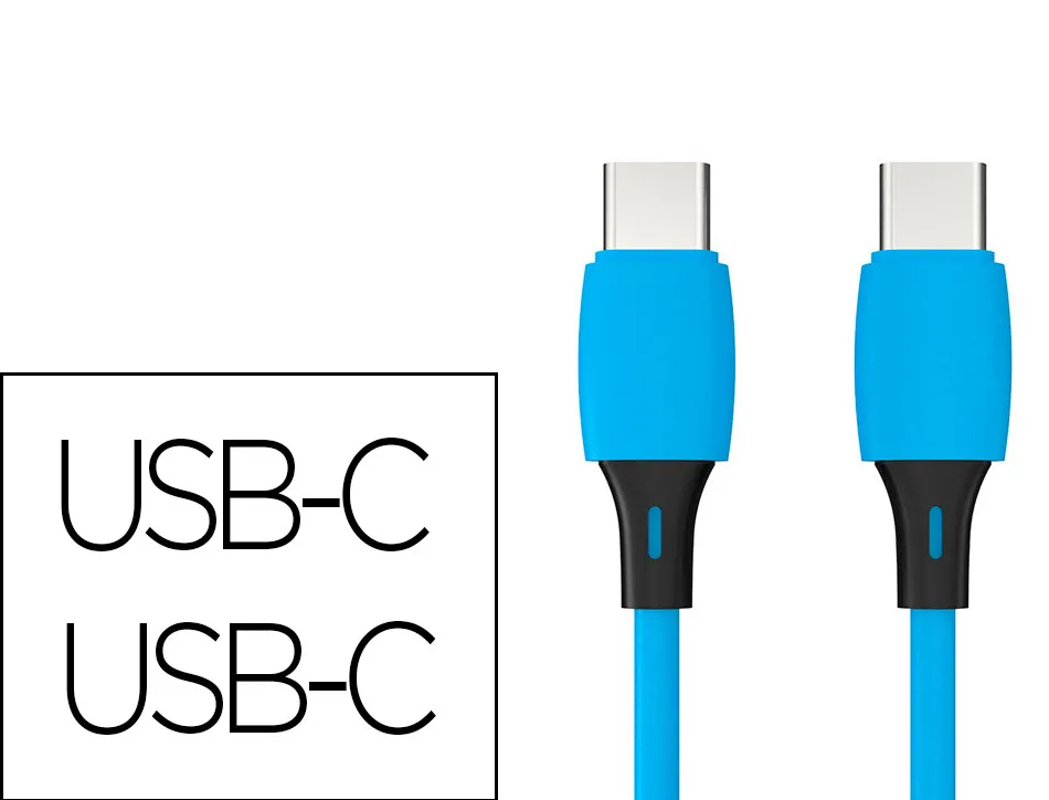 Cable q-connect usb-c vers usb-c pvc longueur 1m coloris bleu