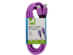 Cable q-connect usb-c vers usb-c pvc longueur 2m coloris violet