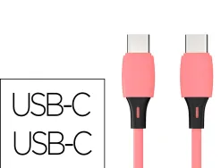 Cable q-connect usb-c vers usb-c pvc longueur 1m coloris rose