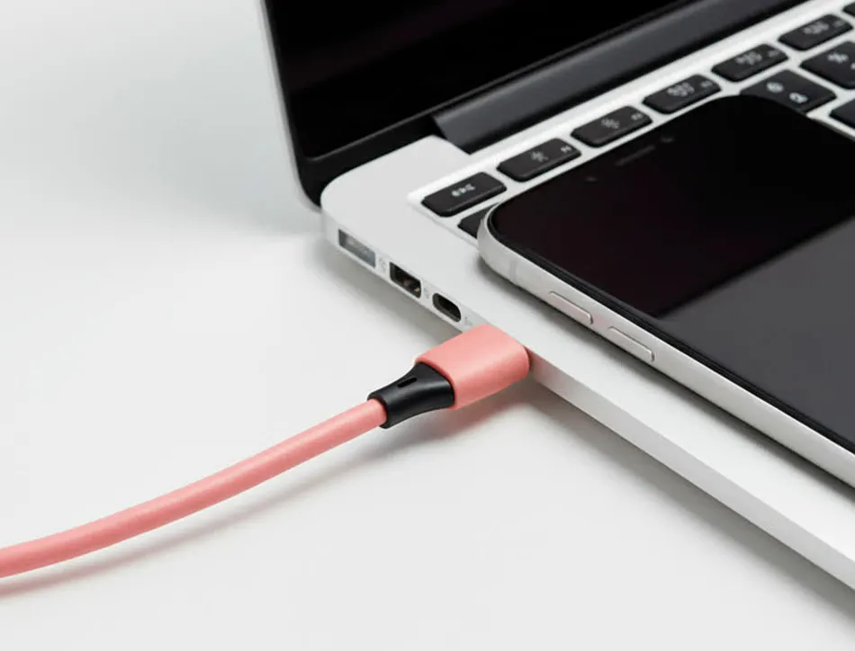 Cable q-connect usb-c vers usb-c pvc longueur 1m coloris rose