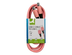 Cable q-connect usb-c vers usb-c pvc longueur 1m coloris rose