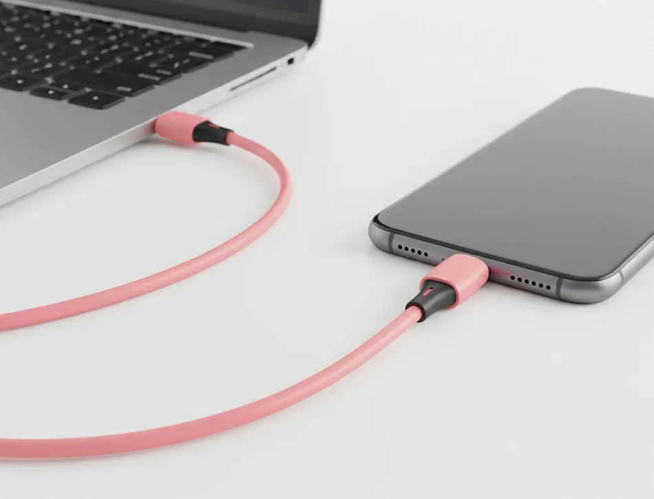 Cable q-connect usb-c vers usb-c pvc longueur 2m coloris rose