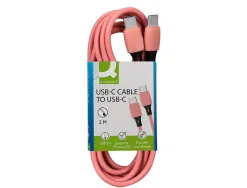 Cable q-connect usb-c vers usb-c pvc longueur 2m coloris rose