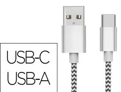 Cable q-connect usb-c vers usb-a nylon longueur 1m coloris blanc