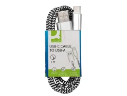Cable q-connect usb-c vers usb-a nylon longueur 1m coloris blanc