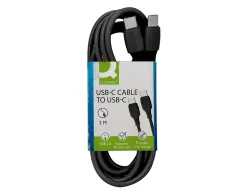Cable q-connect usb-c vers usb-c pvc longueur 2m coloris noir